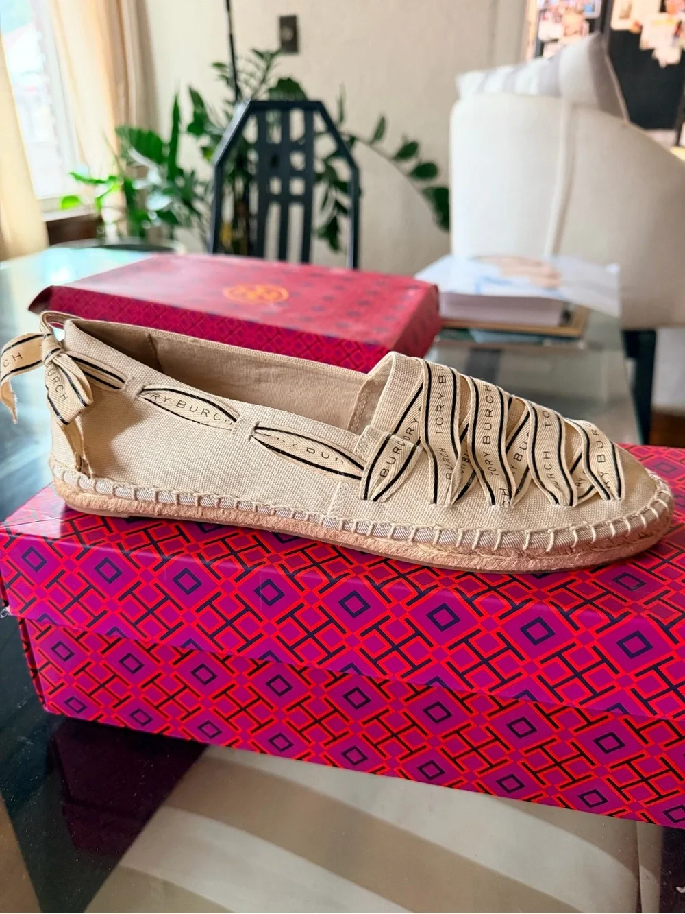 Tory Burch Beige Canvas Espadrille Sneaker